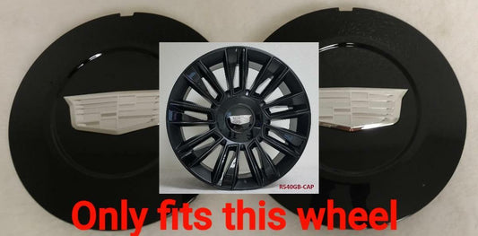 CENTER CAPS FOR CADILLAC ESCALADE PLATINUM 2015 & UP GLOSS BLACK (2 PIECES)